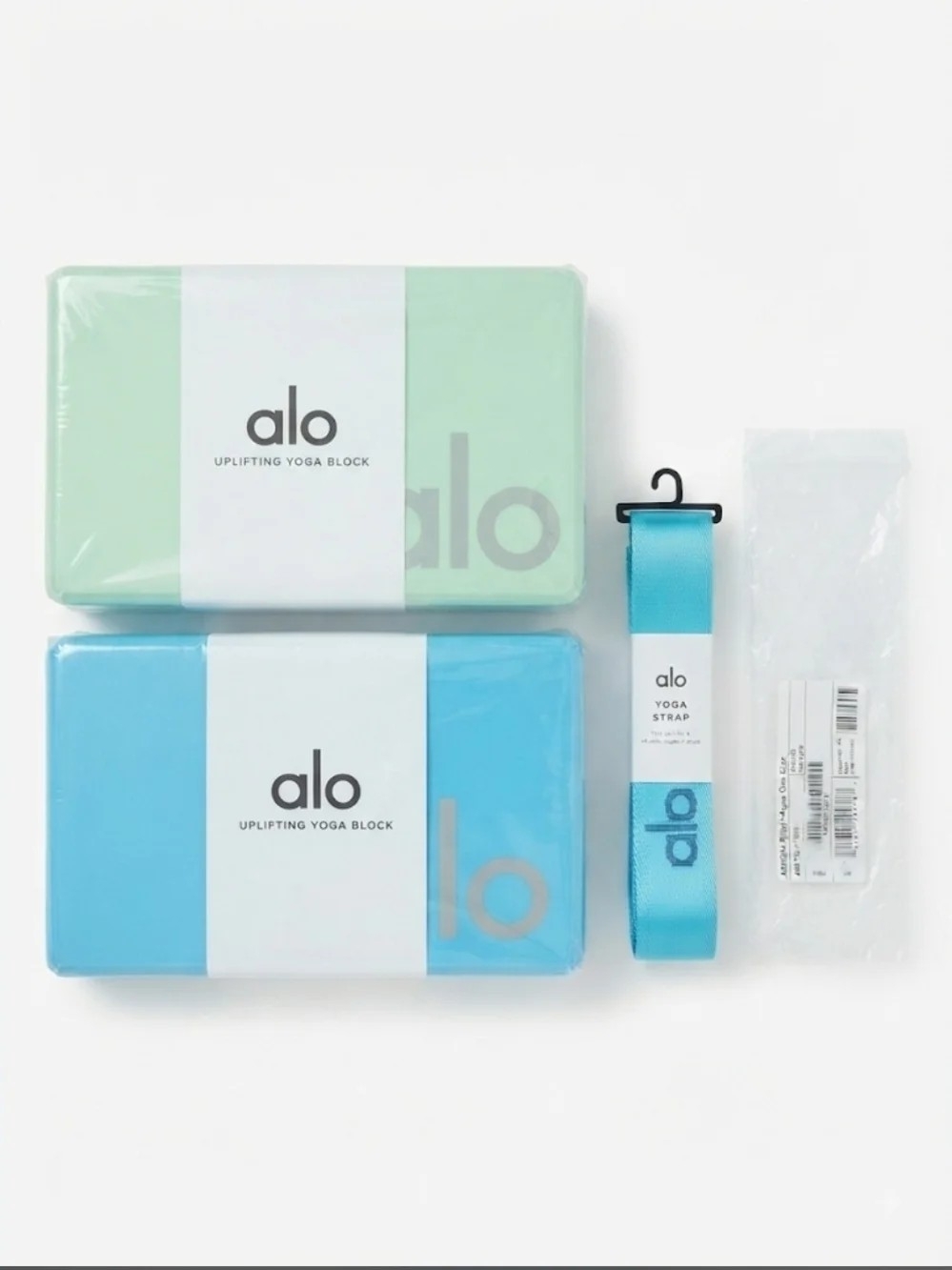 ALO Yoga Mint and Blue Yoga Block & Strap Set